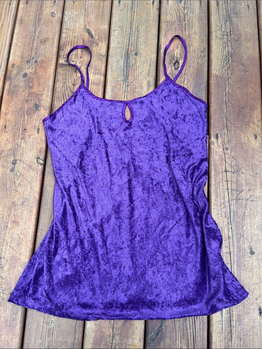 Vintage whimsigoth La Ti Da Lingerie Purple velvet mini slip dress / cami